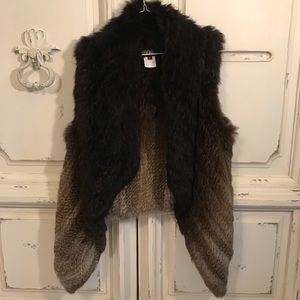 Mitchie’s ombré genuine rabbit fur vest